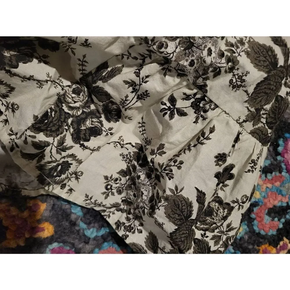 Lini Smocked Ruffle Sleeve Floral Midi Dress Ivory Black Women's Small